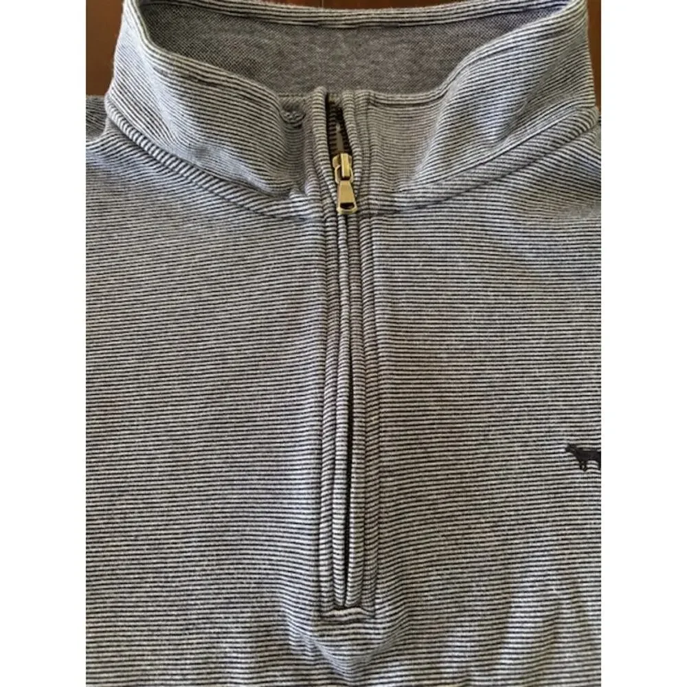 Simply Southern Outfitters Men Large 1/4 Zip‎ Pullover Blue White Stripe Sweater